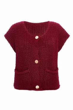 Cardigans*Quiz Knit Sleeveless Cardigan Red