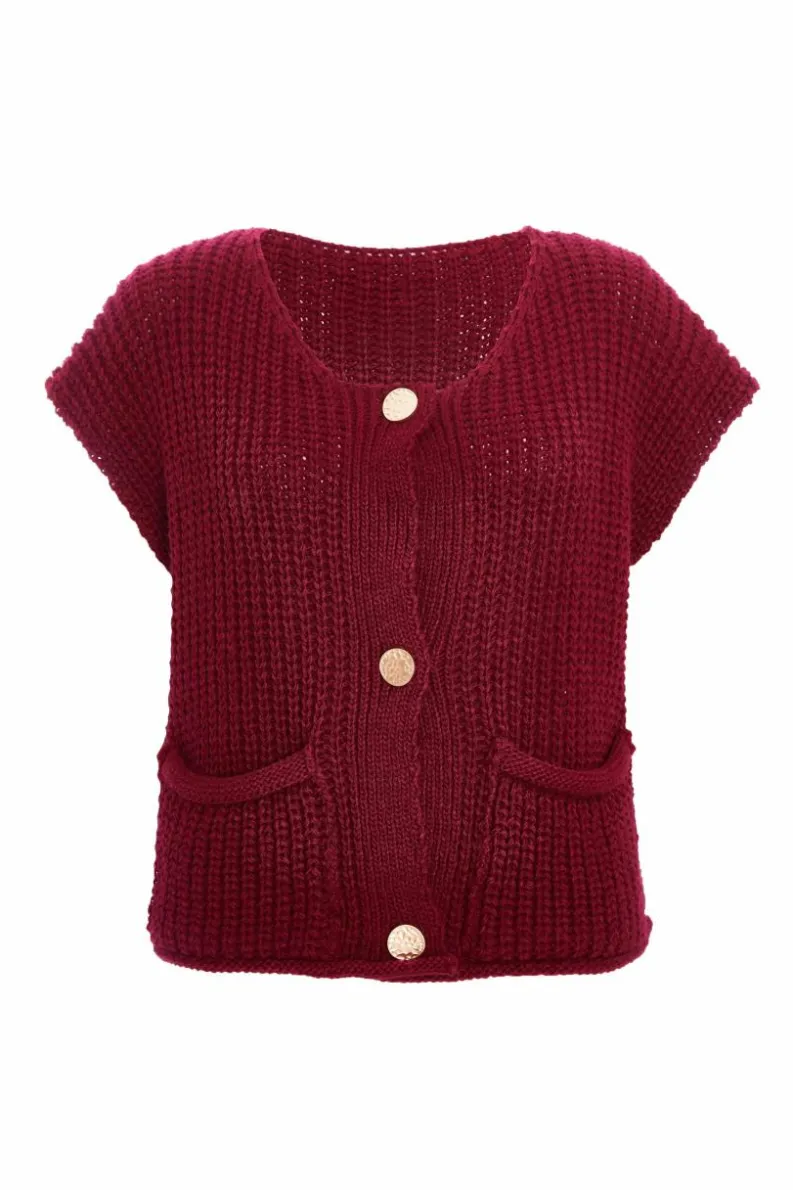 Cardigans*Quiz Knit Sleeveless Cardigan Red