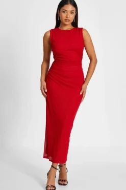 Bodycon Dresses*Quiz Petite Glitter Mesh Midaxi Dress Red