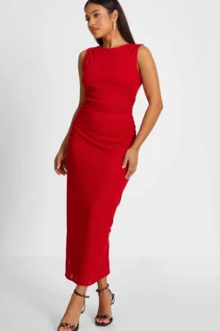 Bodycon Dresses*Quiz Petite Glitter Mesh Midaxi Dress Red