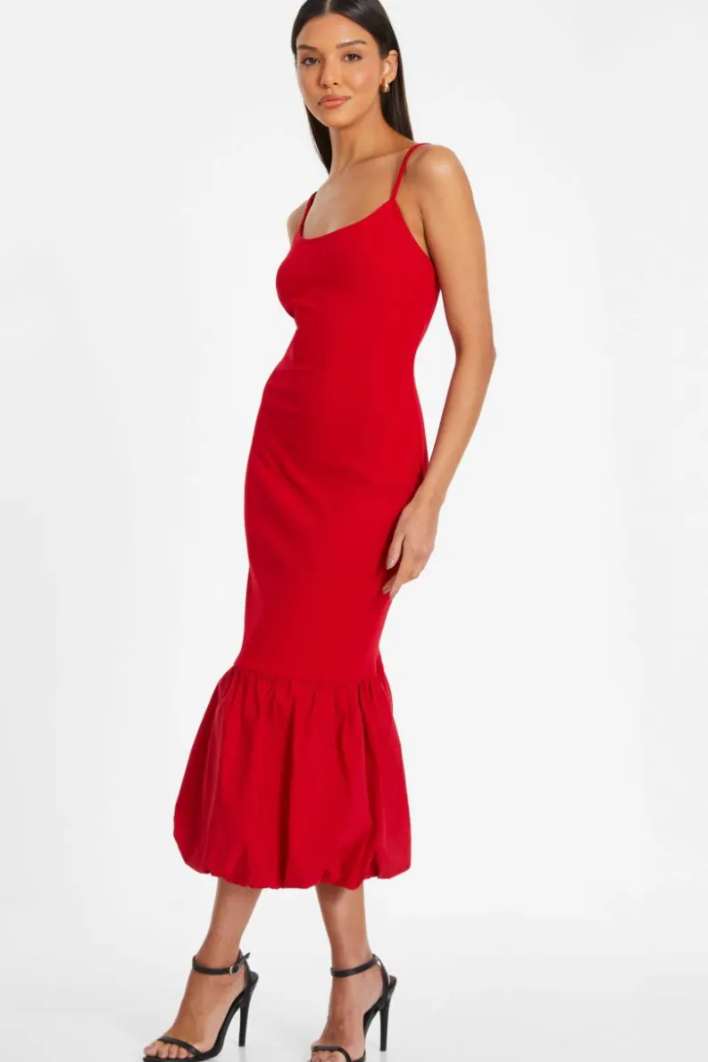 Midi Dresses|Bodycon Dresses*Quiz Puff Ball Midi Dress Red
