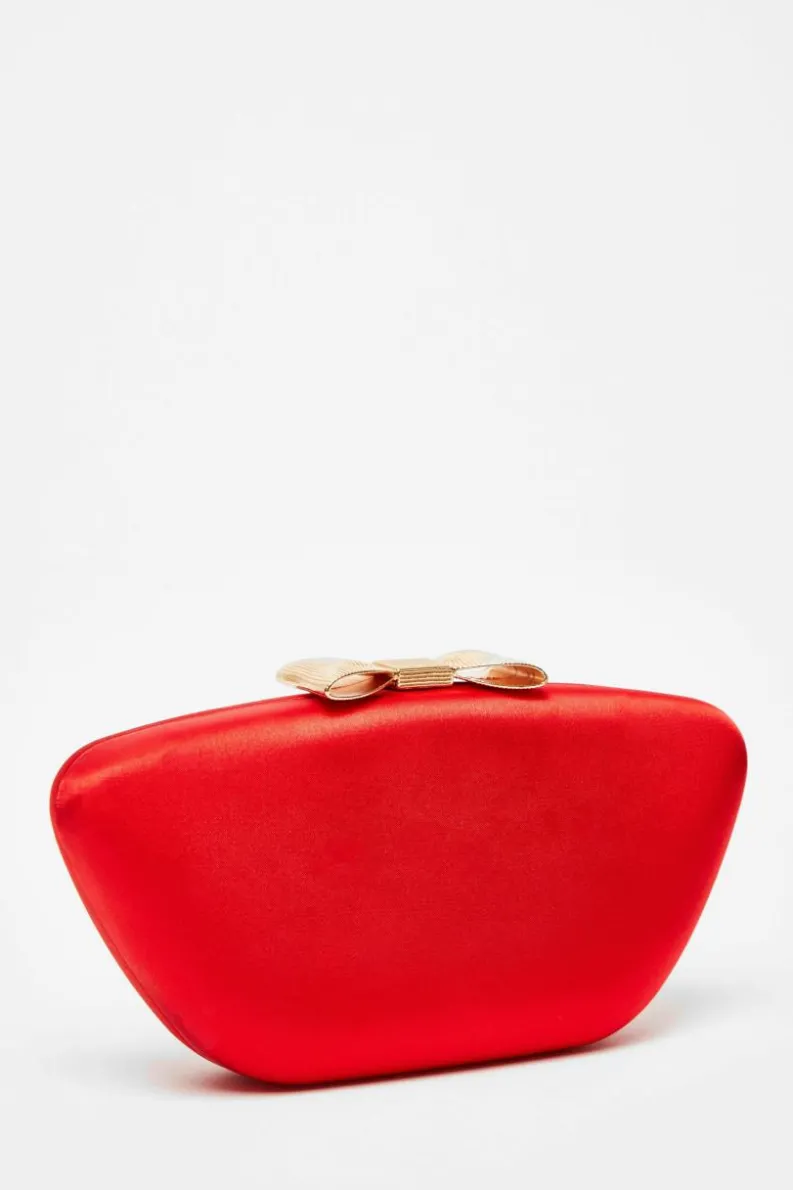 Handbags|Clutch Bags*Quiz Satin Bow Detail Box Bag Red