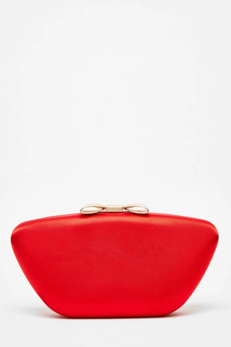Handbags|Clutch Bags*Quiz Satin Bow Detail Box Bag Red