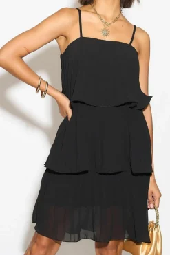 Cami Dresses*HOXTON GAL Relaxed Fit Cami Pleated Mini Dress with Layer Details Black