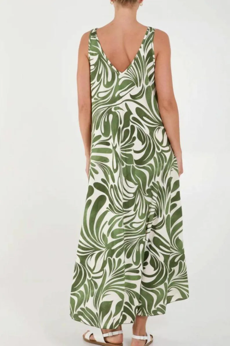 Cami Dresses*HOXTON GAL Relaxed Fit Printed Cami Dress Green