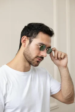 Sunglasses*SVNX Retro Round Sunglasses in Gold Metallic Gold