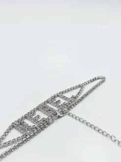 Necklaces*SVNX Rhinestone "Rebel'' Diamonte Choker Silver