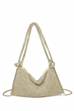 Shoulder Bags*Kitise Rhinestones Slouch Evening Clutch Bag With Handle and Strap Gold