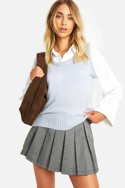 Knitted Tops*boohoo Rib Detail Loose Knitted Vest baby blue
