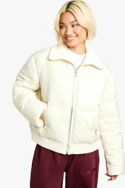 Up To 80% Off Winter Warmers|Puffer Jackets*boohoo Rib Detail Puffer Jacket cream