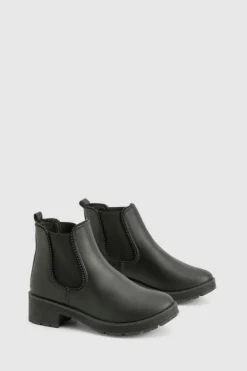 Chunky Boots|All Boots*boohoo Ribbed Detail Chunky Chelsea Boots black
