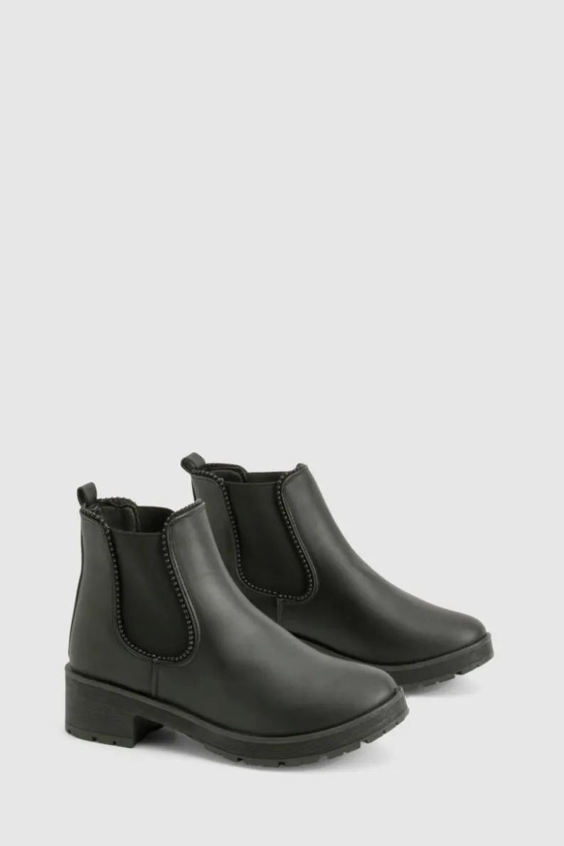 Chunky Boots|All Boots*boohoo Ribbed Detail Chunky Chelsea Boots black