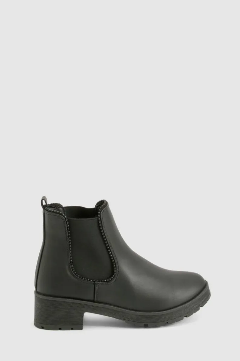 Chunky Boots|All Boots*boohoo Ribbed Detail Chunky Chelsea Boots black