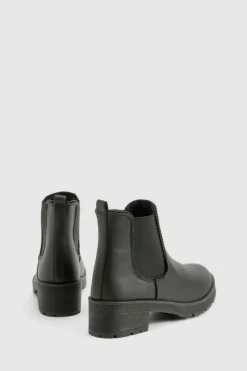 Chunky Boots|All Boots*boohoo Ribbed Detail Chunky Chelsea Boots black