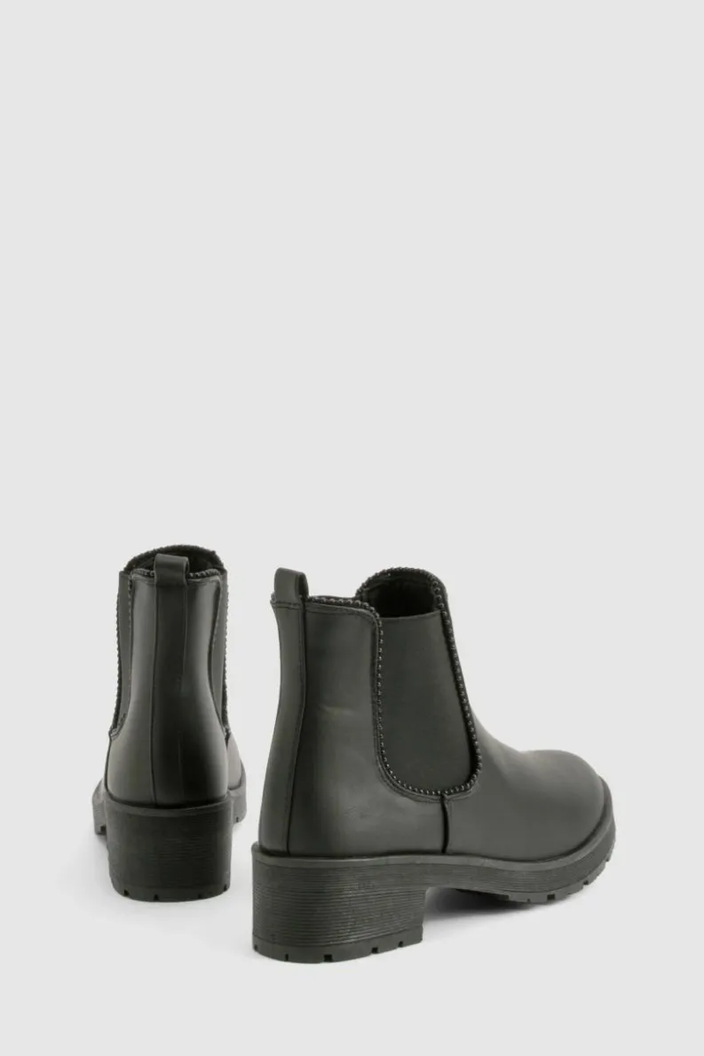 Chunky Boots|All Boots*boohoo Ribbed Detail Chunky Chelsea Boots black