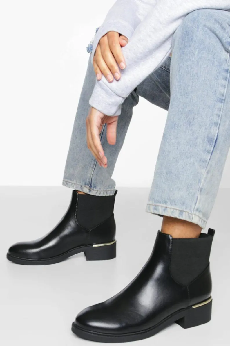 Ankle Boots|Flat Boots*boohoo Ribbed Elastic Chelsea Boots black