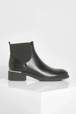 Ankle Boots|Flat Boots*boohoo Ribbed Elastic Chelsea Boots black
