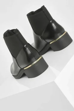Ankle Boots|Flat Boots*boohoo Ribbed Elastic Chelsea Boots black