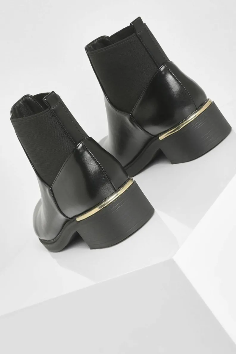 Ankle Boots|Flat Boots*boohoo Ribbed Elastic Chelsea Boots black