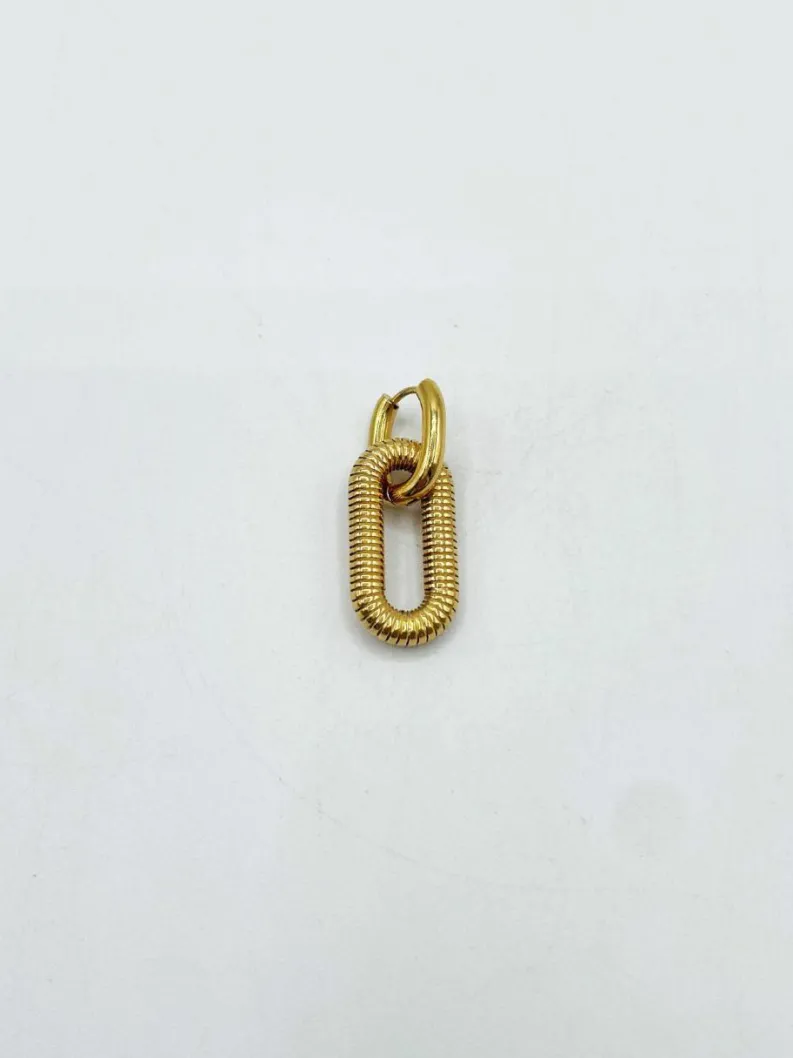Earrings*SVNX Ribbed Long Double Hoop Earrings In Gold