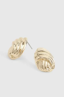Earrings*boohoo Ribbed Twist Stud Earrings gold