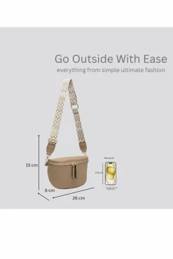 Cross-Body Bags|Handbags*Kitise Ribbon Zip Small Bum Bag Style Wide Strap Crossbody Bag Black