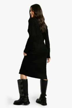 Jumper Dresses|Jumper Dresses*boohoo Roll Neck Cable Jumper Dress black