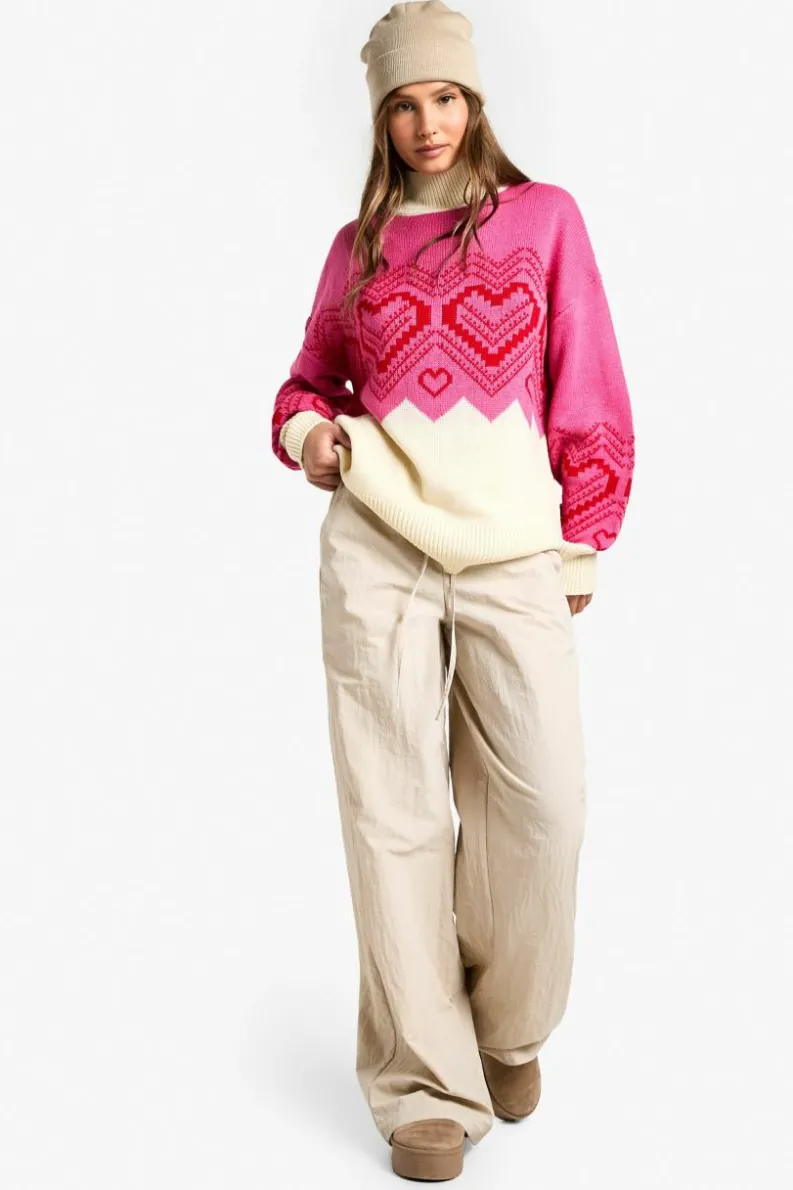 Jumpers*boohoo Roll Neck Heart And Farislie Jumper pink