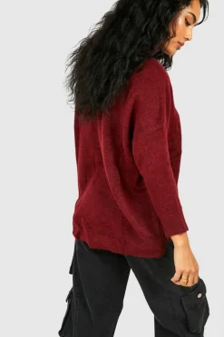 Oversized Jumpers*boohoo Roll Neck Jumper cherry