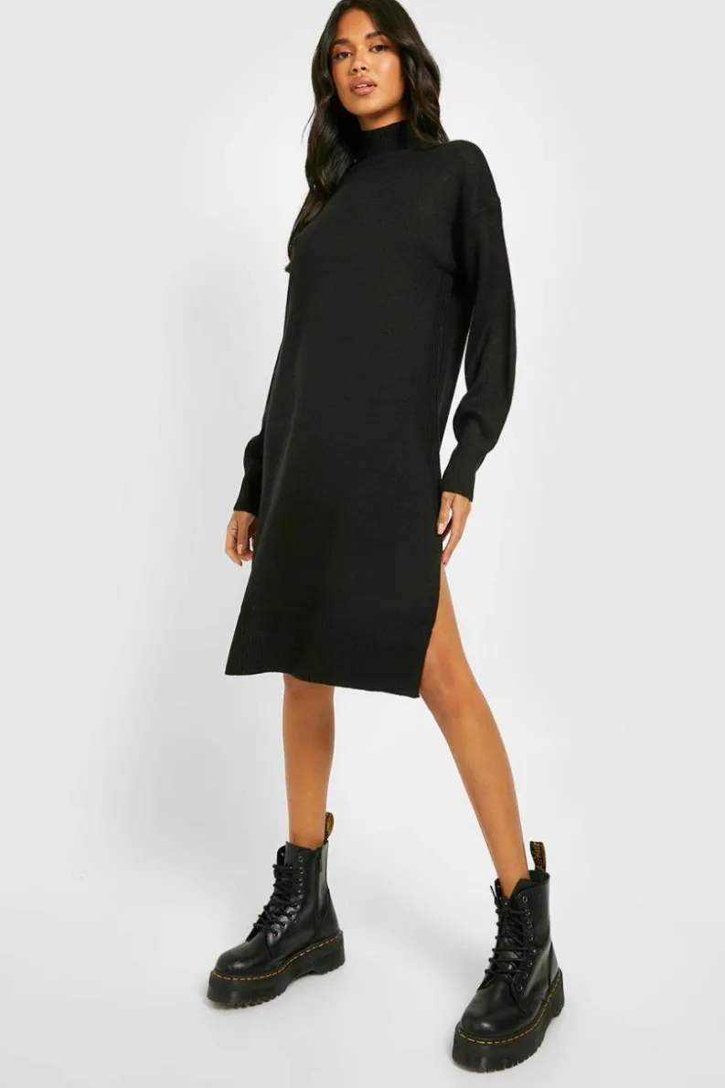 Jumper Dresses|Jumper Dresses*boohoo Roll Neck Jumper Dress black