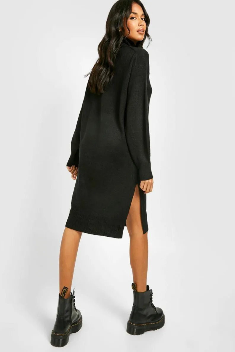 Jumper Dresses|Jumper Dresses*boohoo Roll Neck Jumper Dress black