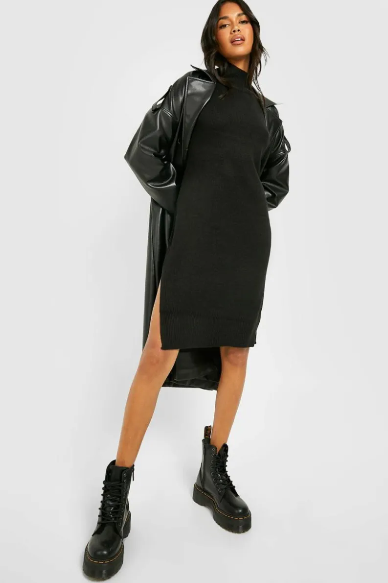 Jumper Dresses|Jumper Dresses*boohoo Roll Neck Jumper Dress black