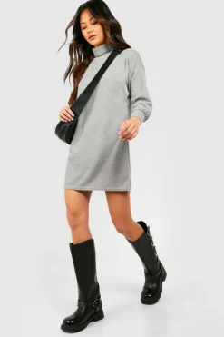 Jumper Dresses|Jumper Dresses*boohoo Roll Neck Knit Jumper Dress grey