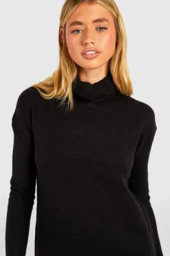 Jumper Dresses|Jumper Dresses*boohoo Roll Neck Oversized Jumper Dress black