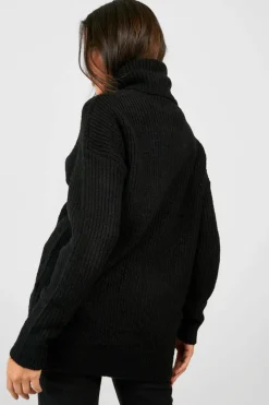 Oversized Jumpers|Jumpers*boohoo Roll Neck Oversized Knitted Jumper black