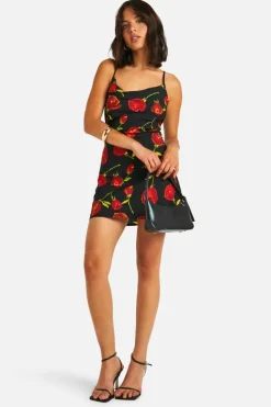 Cami Dresses*boohoo Rose Floral Mini Dress black