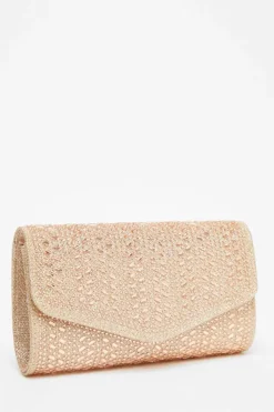 Handbags|Clutch Bags*Quiz Diamante Clutch Bag Rose Gold