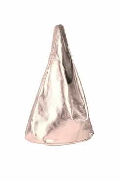 Shoulder Bags*Sostter Rose Gold Metallic Leather Hobo Shoulder Bag| Black