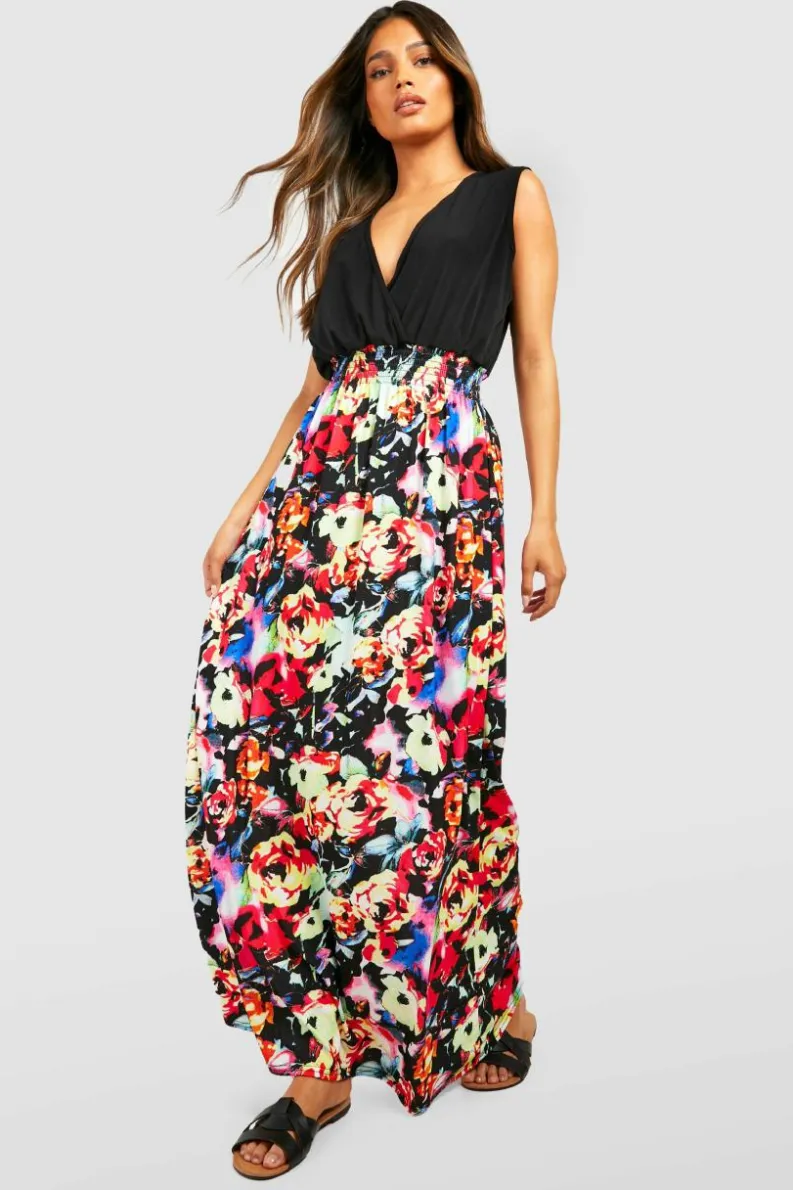 Maxi Dresses|Dresses*boohoo Rose Print Maxi Dress black