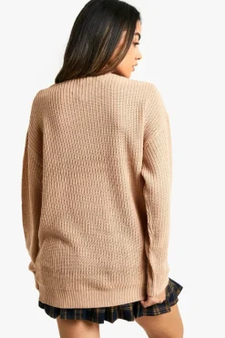 Oversized Jumpers|Jumpers*boohoo V Neck Oversized Jumper rose