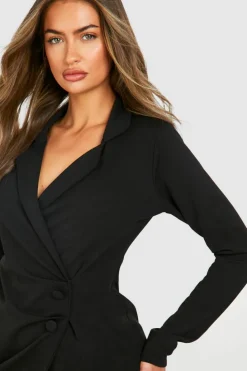 Blazer Dresses*boohoo Rouched Front Blazer Dress black