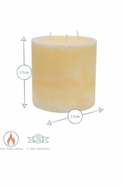 Candles & Diffusers|Candles*Nicola Spring Round 3 Wick Vanilla Pillar Candles - 130 Hours - - Pack of 6 Cream