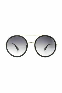 Sunglasses*Gucci Round Gold Grey Gradient Sunglasses Black