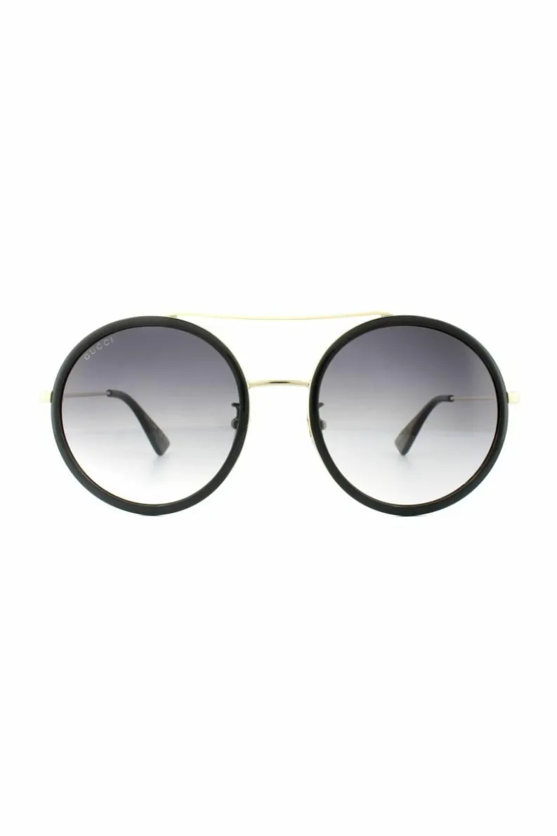 Sunglasses*Gucci Round Gold Grey Gradient Sunglasses Black