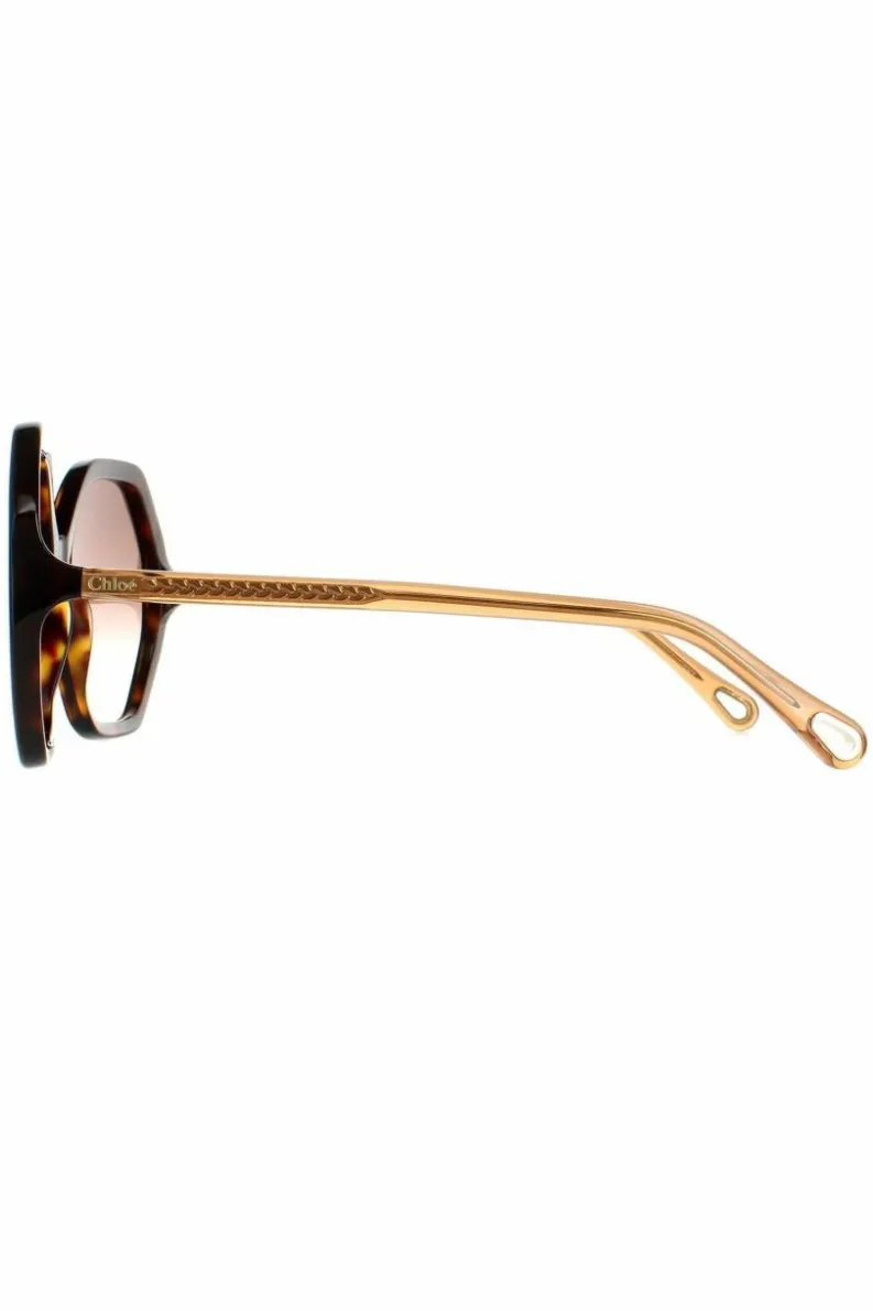 Sunglasses*Chloe Round Dark Havana and Crystal Gradient CH0008S Esther Brown