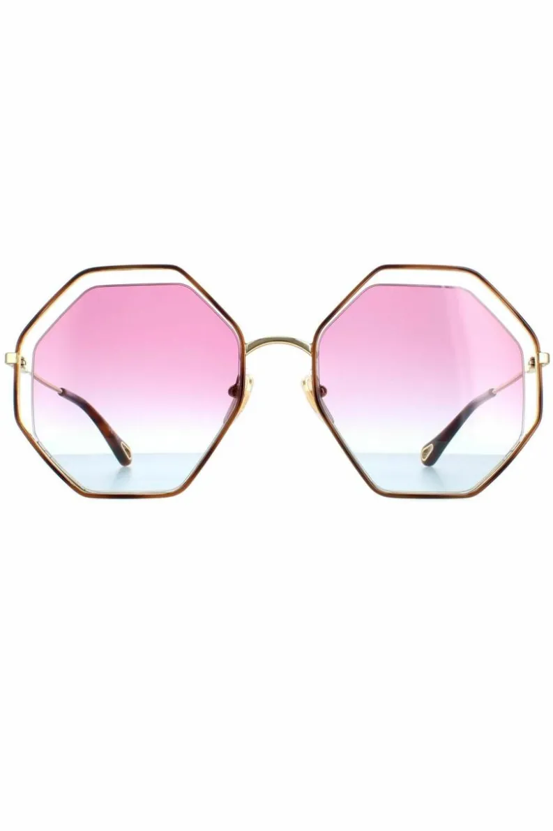 Sunglasses*Chloe Round Blue Pink Gradient CH0045S Gold