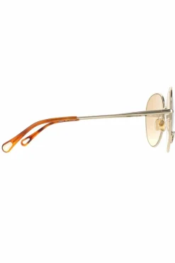 Sunglasses*Chloe Round Brown Light Mirror CH0027S Gold