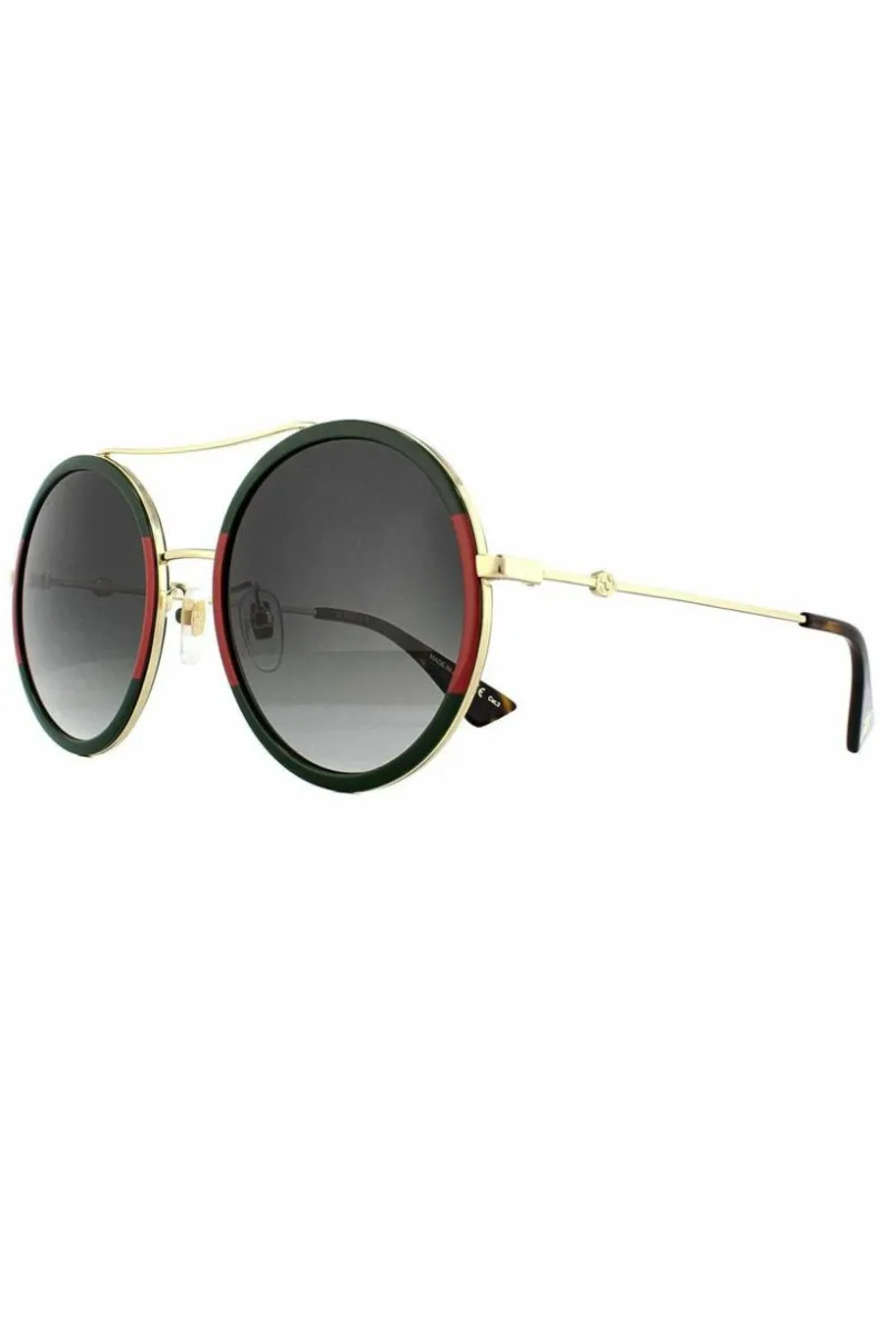 Sunglasses*Gucci Round Gold and Red Gradient Sunglasses Green