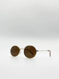 Sunglasses*SVNX Round Metal Frame Sunglasses Gold