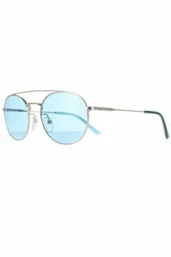 Sunglasses*CALVIN KLEIN Round Nickel Solid Light Blue CK18116S Silver